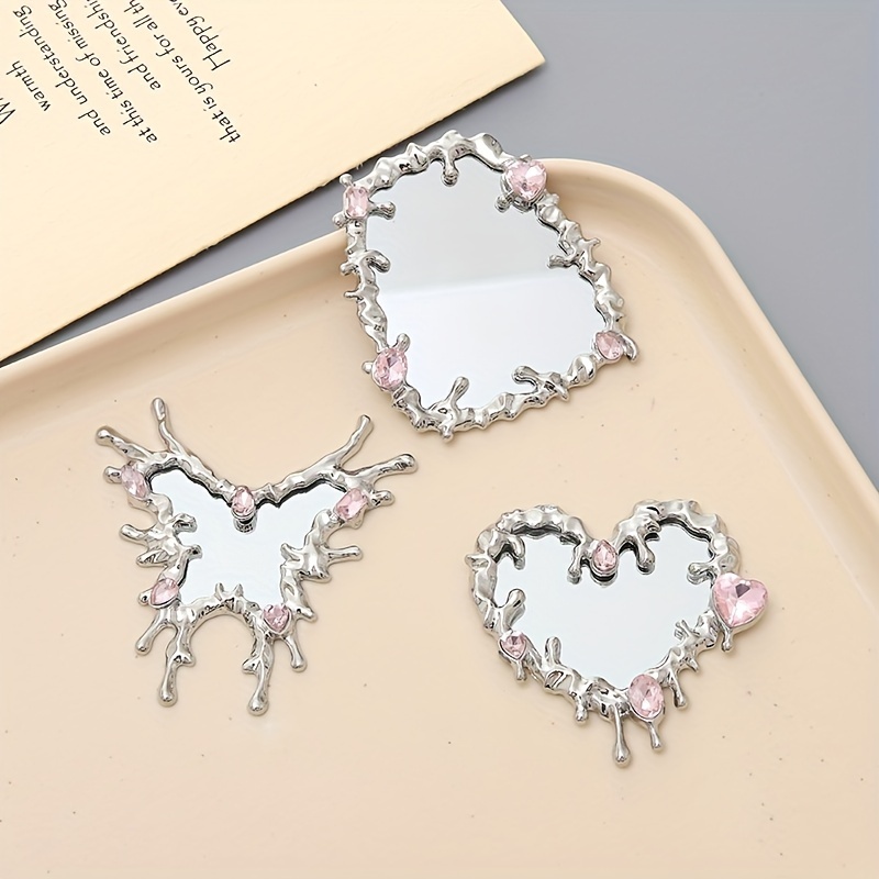 

1pc Irregular Metal Liquid Water Drop Fluid Heart Mirror Accessories Mobile Phone Case Accessories