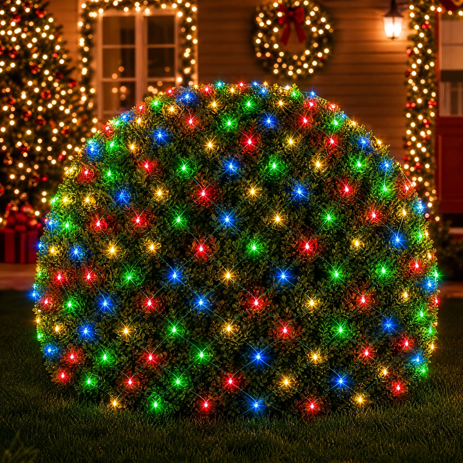 TEMU Christmas Net Lights, 200 Led 9.84ft X 6.56ft Outdoor Christmas Lights With 8 , Timer, , Waterproof Design For Trees, Bushes, Shrubs Outdoor