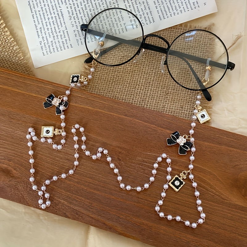 

Elegant French-inspired Faux Pearl & Bowknot Glasses Chain - Chic Anti-slip Fashion Glasses Lanyard For Women