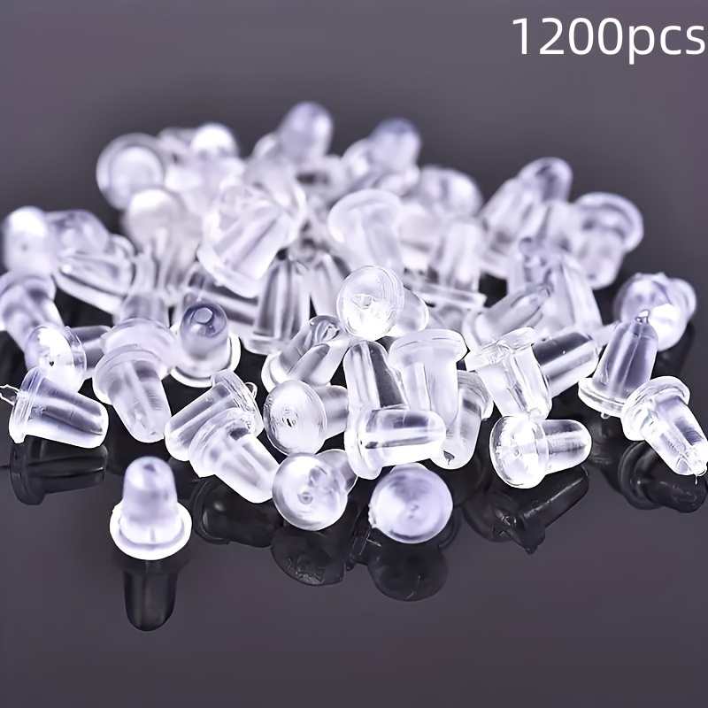 TEMU 1200pcs Boucles d'oreilles transparentes, Dos de boucles d'oreilles de balle souple et transparente