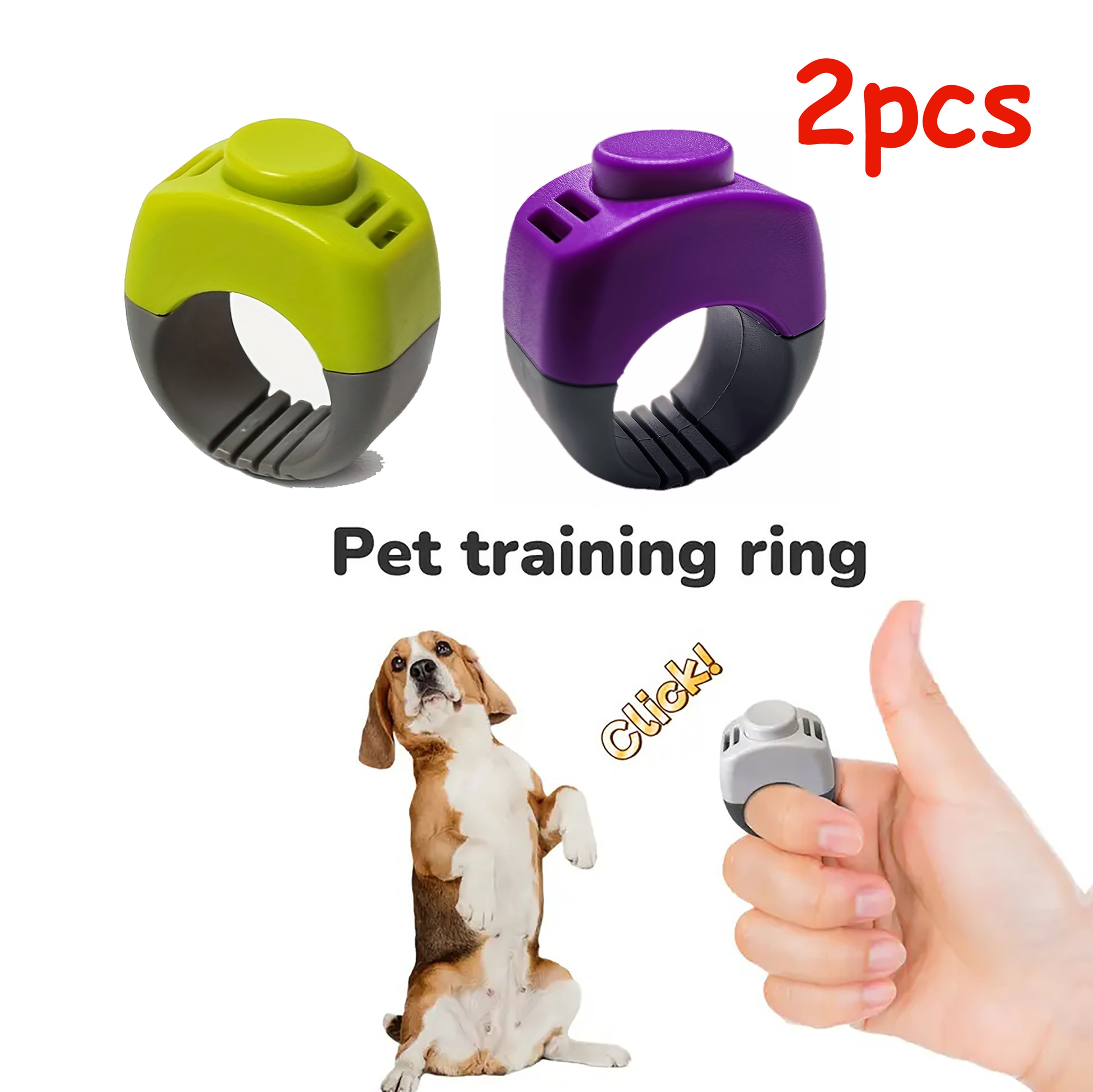 2pcs Ring Clicker Trainer for Dogs, Non-Electric Clicker for Training Cats, Dogs, Horses, Birds, Fish, Rabbits - Helps Teach Commands, Indoor Training, Obedience - Suitable for Puppies and Adult Dogs