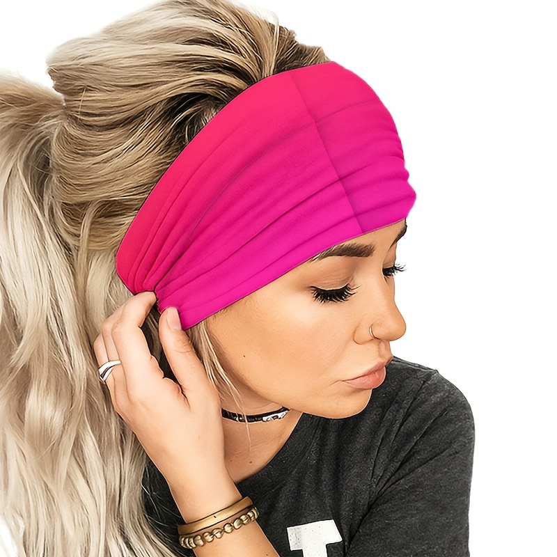 TEMU Gradient Pink To Violet Solid-color Headband For Washing Face/removing Makeup/applying Makeup/skincare/home Use/running/fitness, Yoga/applying