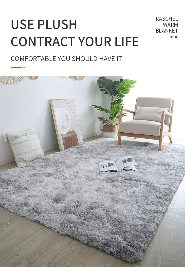 luxury plush shag area rug 5cm high pile 900g sqm machine washable non slip backing rectangle polyester indoor carpet for bedroom living room office   2 16m 1 8m long side   details 2