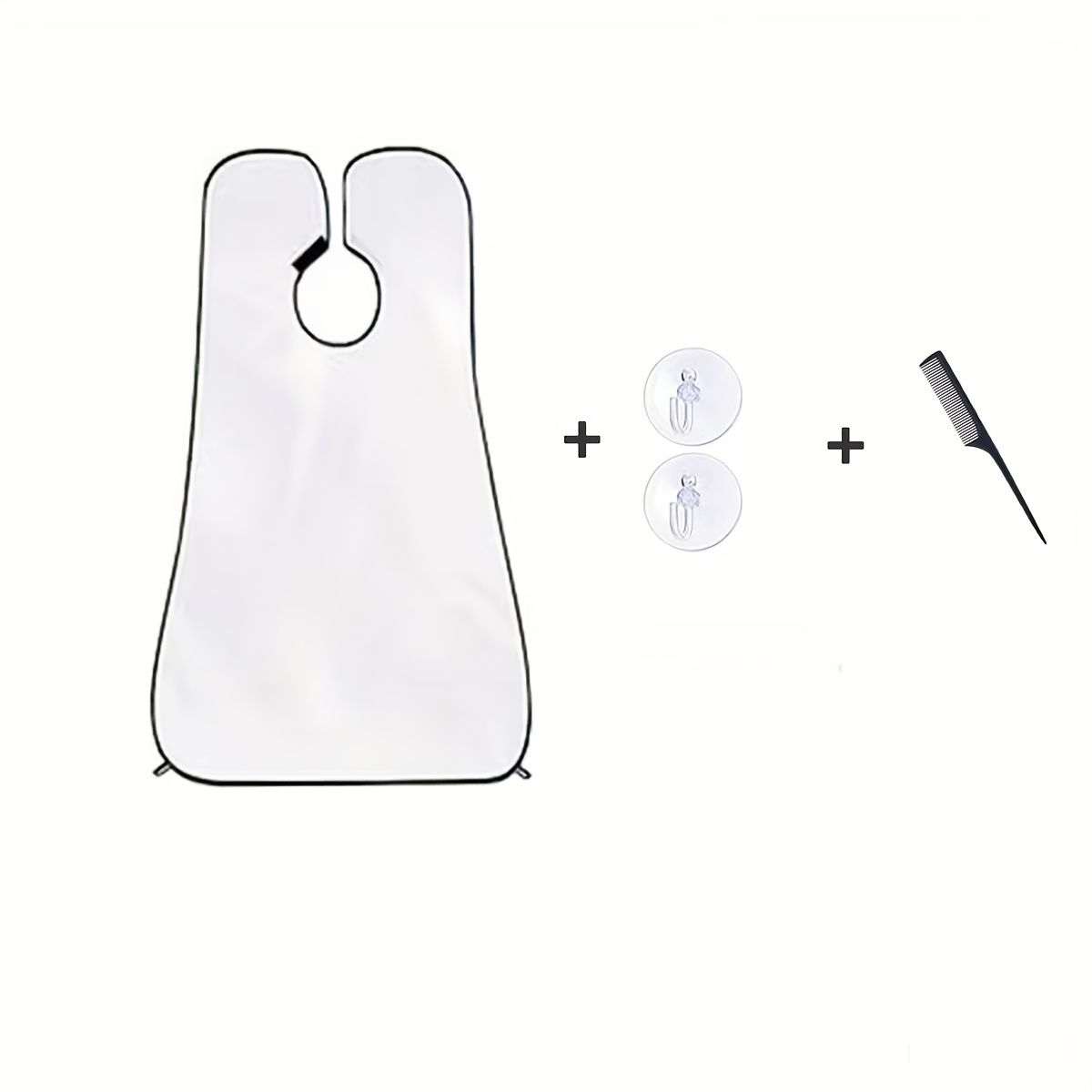 TEMU 4-in-1 Pack Men Kit, Hair Catcher Apron With 2 Suction Cups & 1 Fine-tooth Comb, Foldable Reusable Shaving Trimming Grooming Accessory For All