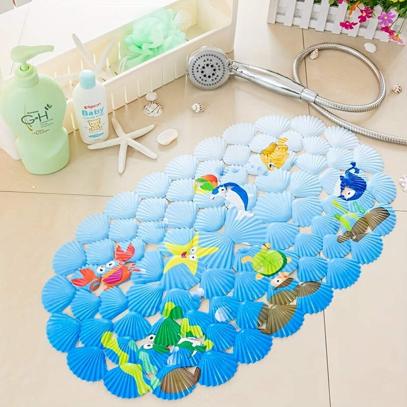 

1pc Shell Design Non-slip Bath Mat, Bathroom Bathtub And Shower Safety Floor Pad, Toilet Mat, Multiple Uses, Easy To Clean, Durable Material, Bathroom Decoration