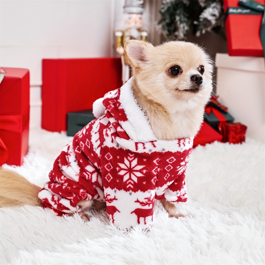 

Pet Christmas Fawn Clothes Pajamas One-piece Plush Clothes