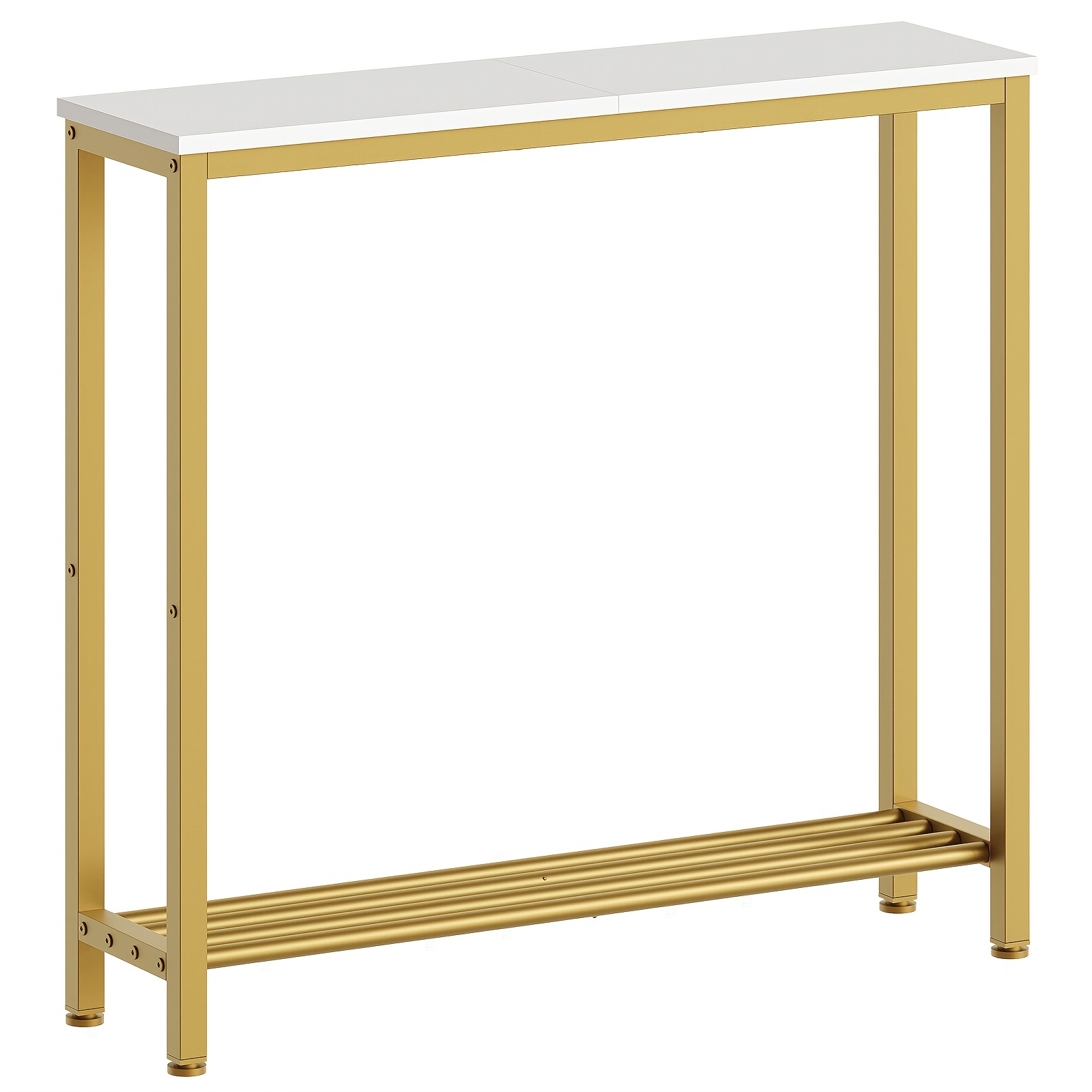 TEMU Mesa de Entrada, Mesa Consola Estrecha, Mesa Lateral de Nivel, Ideal para Pasillos y Entradas, Diseño Ahorrador de en y Marrón con Estructura de