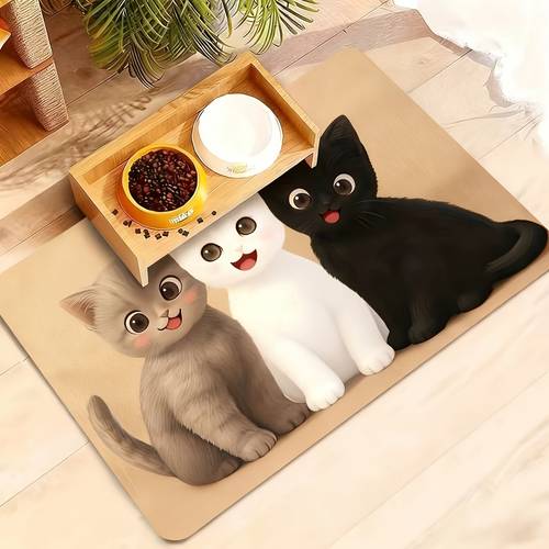 pet feeding mat non slip quick dry geometric fishbone paw print dog bowl mat durable polyester pet food and water bowl mat suitable for small to medium dogs easy to clean