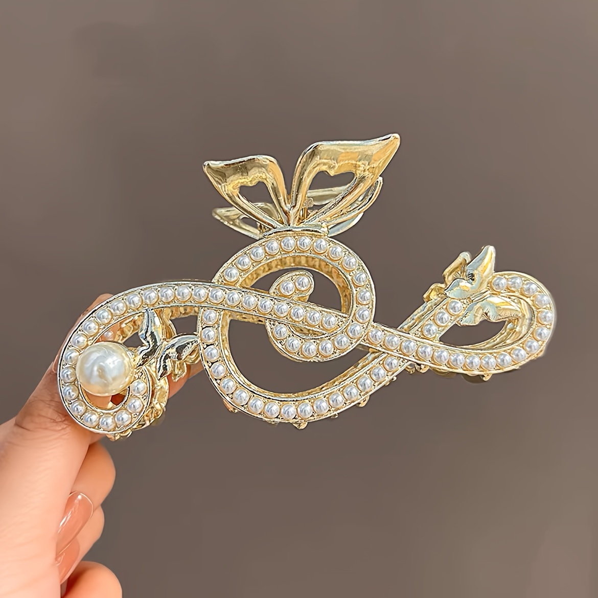 TEMU 1pc Musical Note Hair Accessory, Women's Fashion Large Claw Clip, Alloy Shark Clip, Rhinestone Hairpin, Suitable For Daily Use, Parties, And