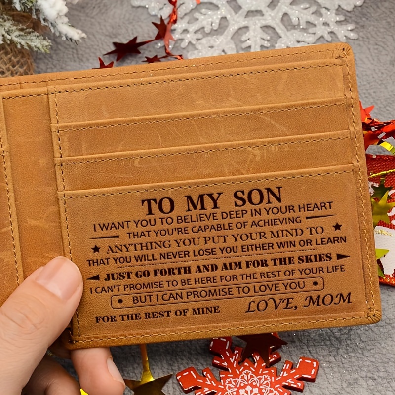 TEMU Mom To Son Wallet-engraved Wallet For Son-wallet For Son From Mom-leather Wallet-mens Wallet-christmas Gift-gift For Son Cannot Be Customized