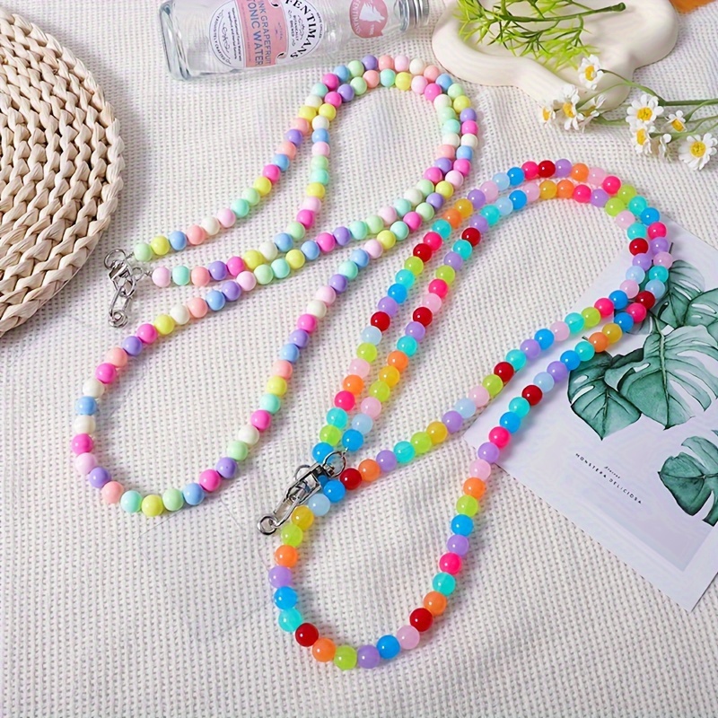 

1 pièce de chaîne de téléphone colorée en perles, accessoire long en couleur bonbon, pendentif universel pour sac à dos et sac à main avec fermoir, matériau en acrylique (), cadeau pour