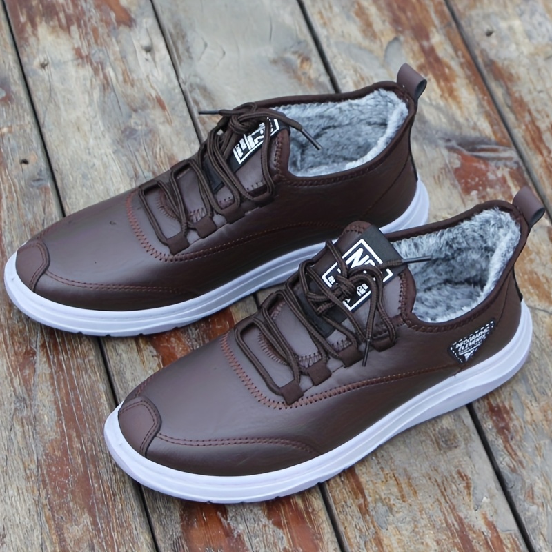 mens new winter plush warm shoes casual sports footwear with a comfortable soft sole and lace   suitable for daily leisure and outdoor activities