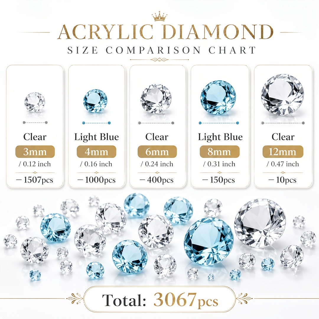 TEMU Diamanti finti in acrilico da 3067 pezzi, Riempimento per vaso, Decorazione per la casa, Decorazioni per matrimoni, Arredo da giardino per