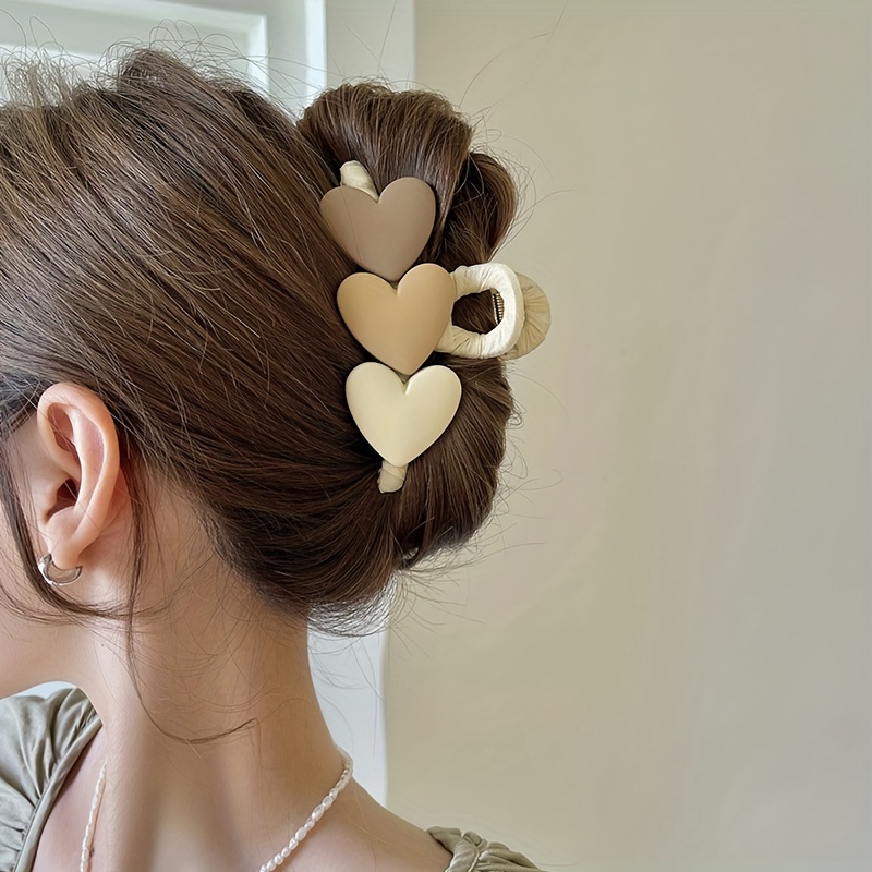 E-shop Herbst- und Winter-Kaffee-Farben Herz Haarspange für den Hinterkopf, große Haarspange, rotes Ins, geeignet für Frauen