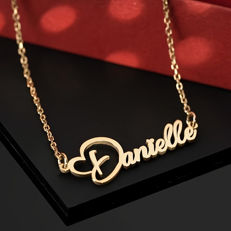 

Collier pendentif personnalisé avec nom de cœur, plaque signalétique et sexy personnalisée, chaîne en acier inoxydable, bijoux de mode pour femmes, accessoire de tous , placage - toutes