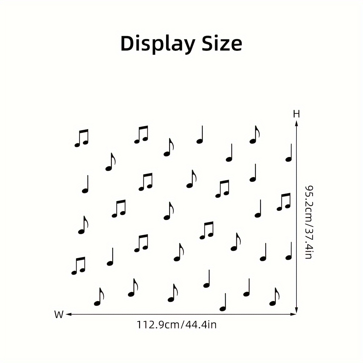 Image of Black Musical Note Pattern Music Themed Art Wall Sticker Removable For Bedroom Living Room Hallway Bedside Music Room Decoration Wall Decal