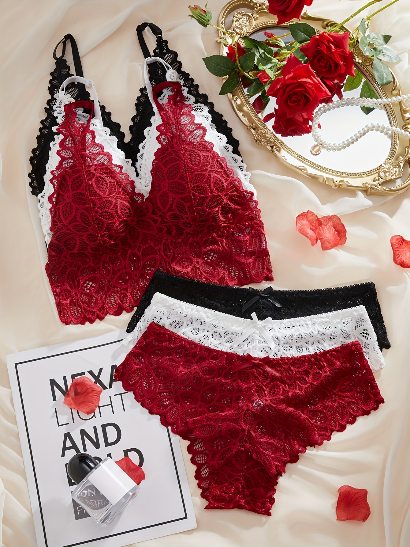 Sexy Lace Lingerie Set See Bra Cheeky Panty Women's - Temu Canada