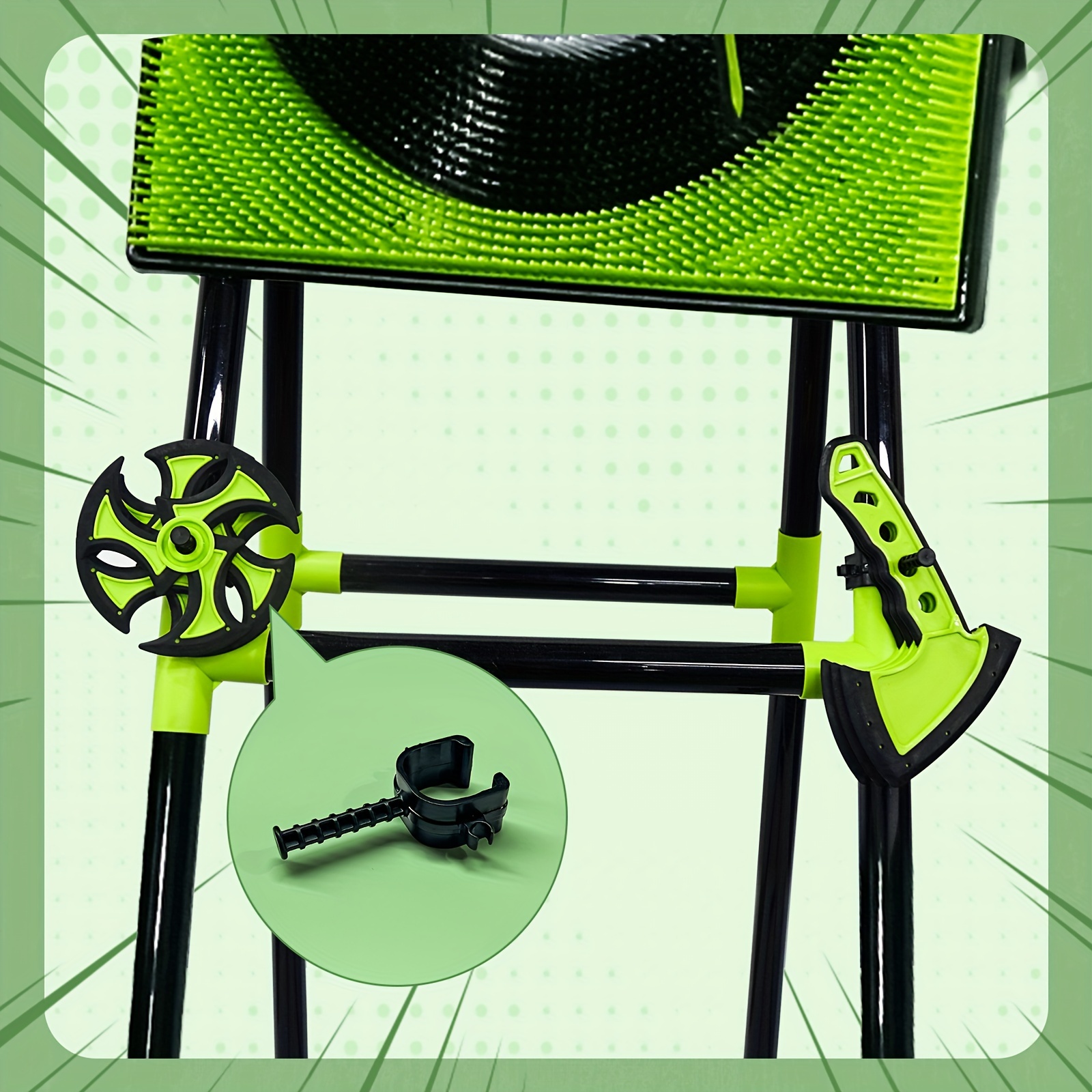 Hatchet Throwing Target Game Set, Green, Three Hatchets And Three Darts, Two-player Competitive Play, Scoring On Inner And Outer Rings Of The Target, For Sports Toys In The Courtyard