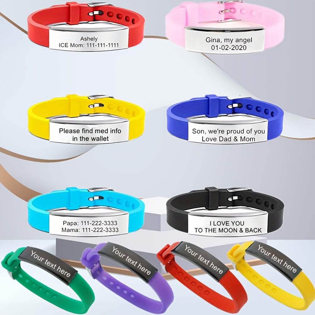 

Custom Engraved Silicone Bracelet - Adjustable, Personalized Name & Message Wristband For Men, Women, And Teens - Includes Gift Bag