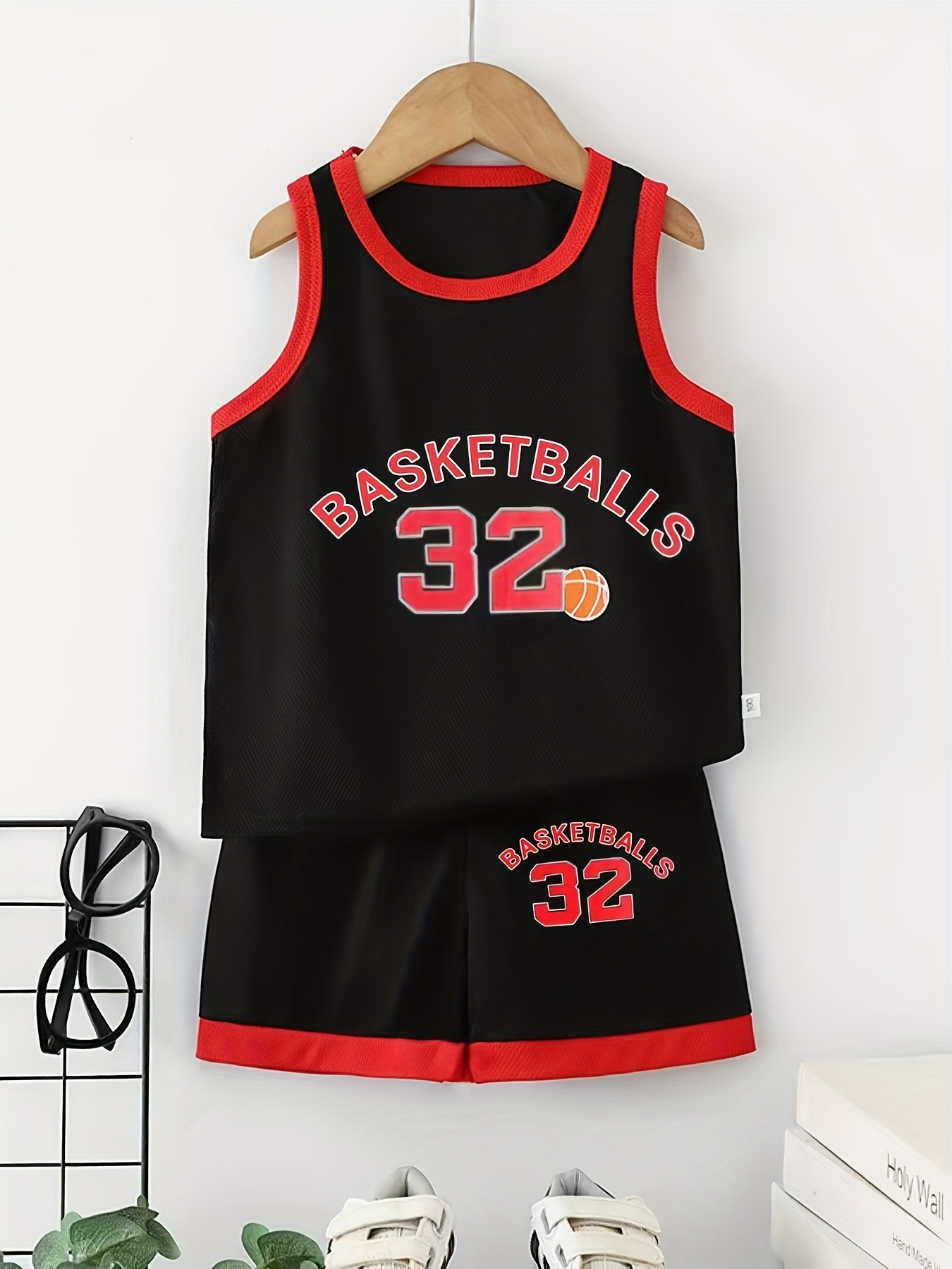 Ensemble pour Jeunes avec Imprimé Lettres &*;BALLS&*; en Couleurs  Aléatoires, Tenue de Basket Douce et Respirante pour Garçons, Pièces  (Hauts