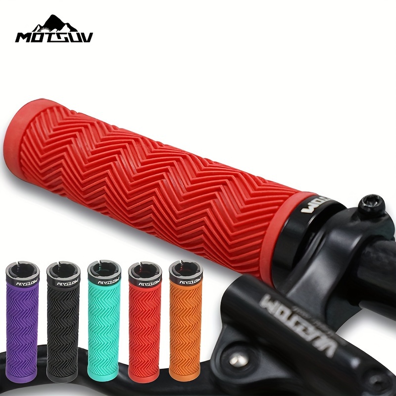 

Motsuv Anti-slip Mountain Bike Grips - Lockable Rubber Handlebar Covers With Plugs, Thickened For Enhanced Comfort & Control