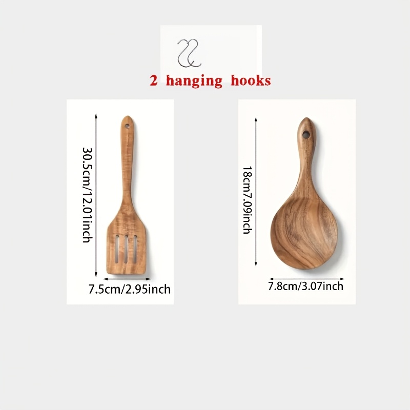 Conjunto de 2/5 peças de Utensílios de Cozinha de Madeira Natural 7