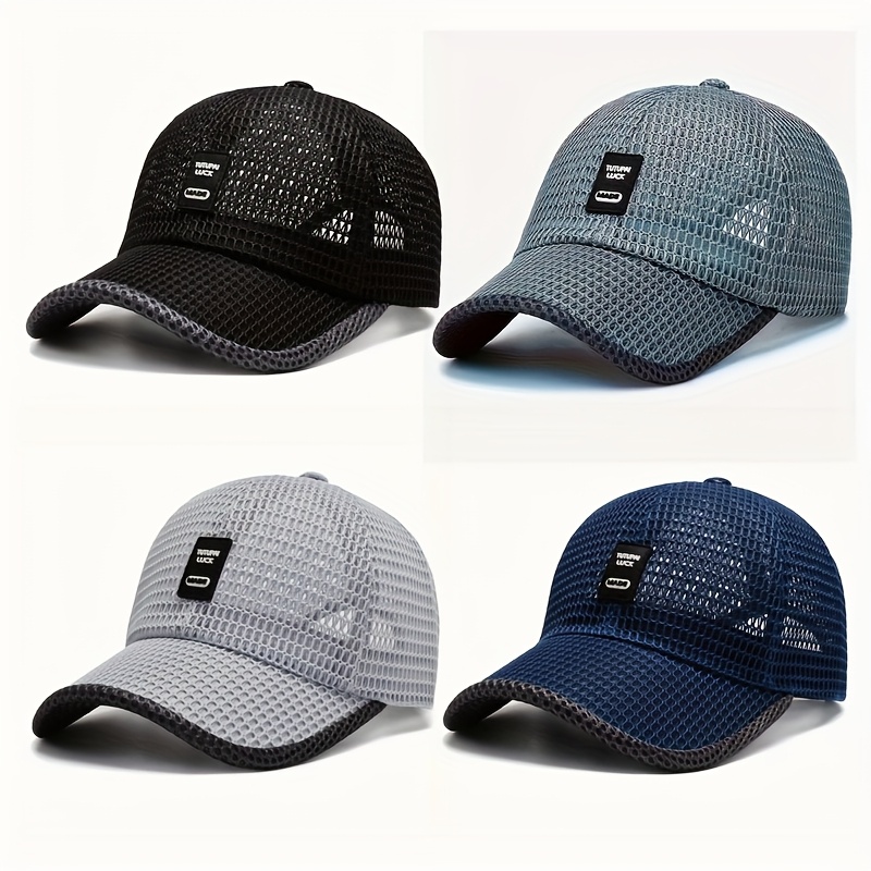 TEMU Set Of 4 Summer Breathable Mesh Baseball Caps For Men And Women, Featuring A Stylish Adjustable Design Perfect For Outdoor Activities, Ideal For
