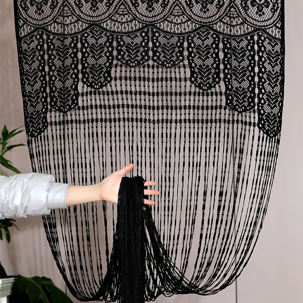 1pc Floral Pattern Fringe Curtain