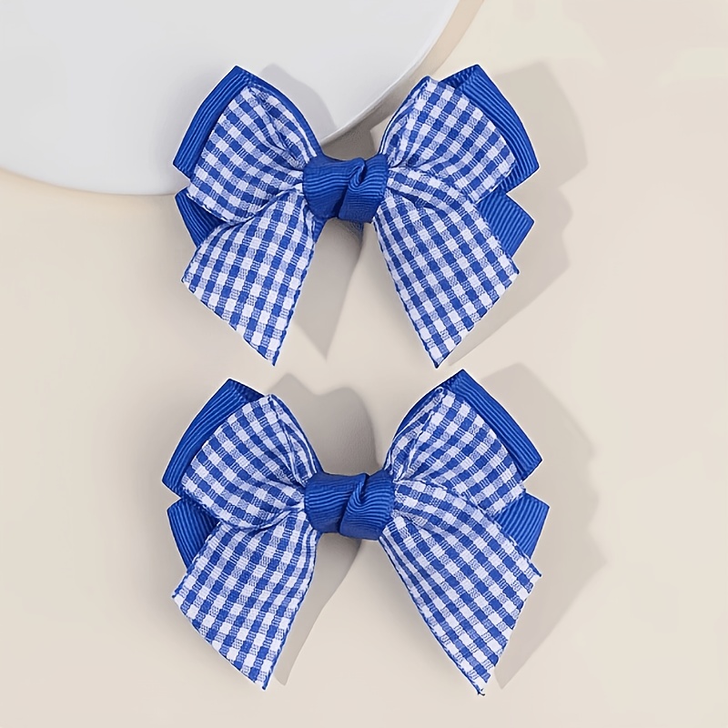 TEMU Pattern Bow Hair Clips, 2pcs Set, Elegant Hair Accessories, Perfect For School Uniforms, Parties, And Casual Wear, Suitable For , Accessories