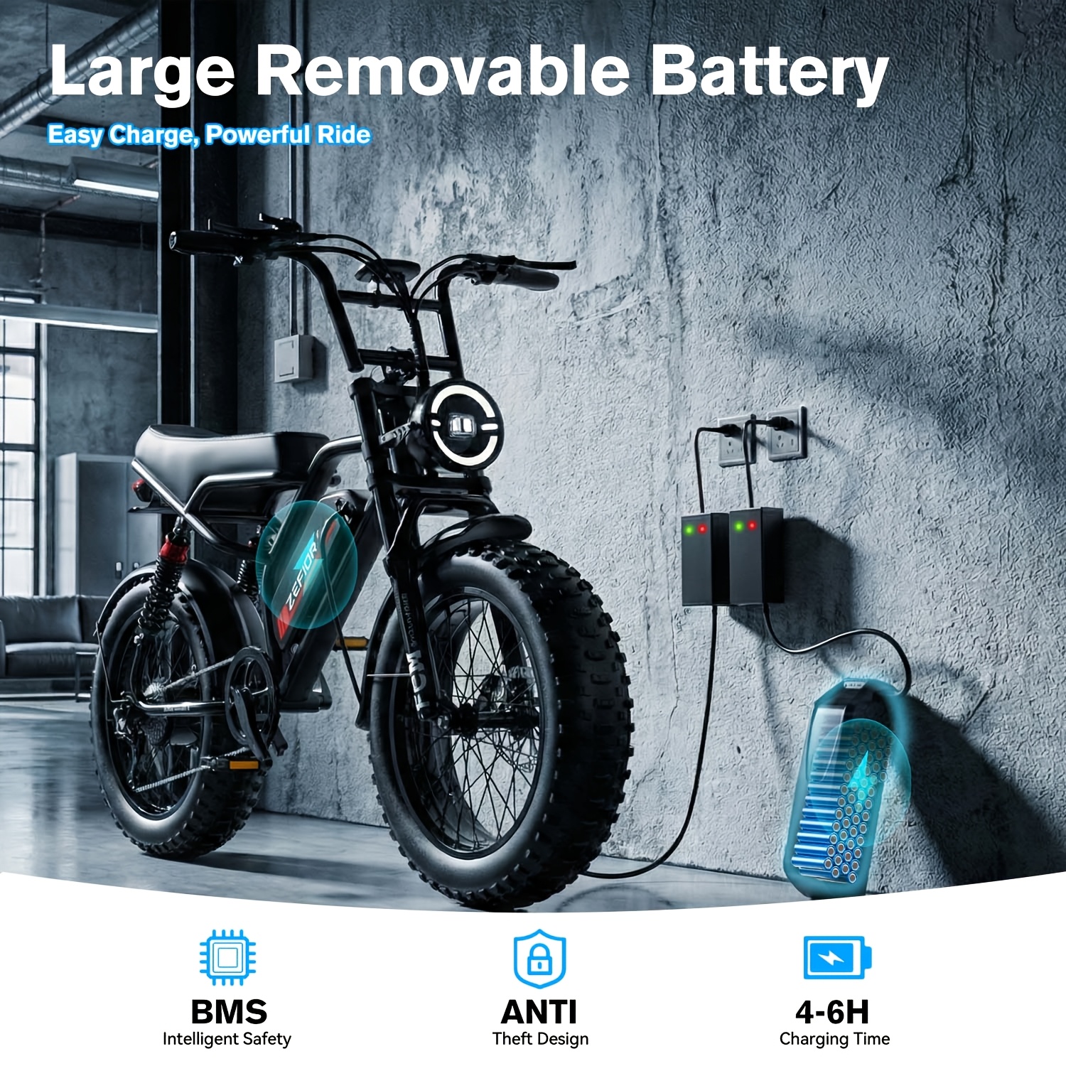 adult electric 740w brushless motor, removable dual battery 48v 8-20ah,   tires & shock absorption system suitable for mountain, snow, sand, road riding, 20x4 inch tires Product details 2