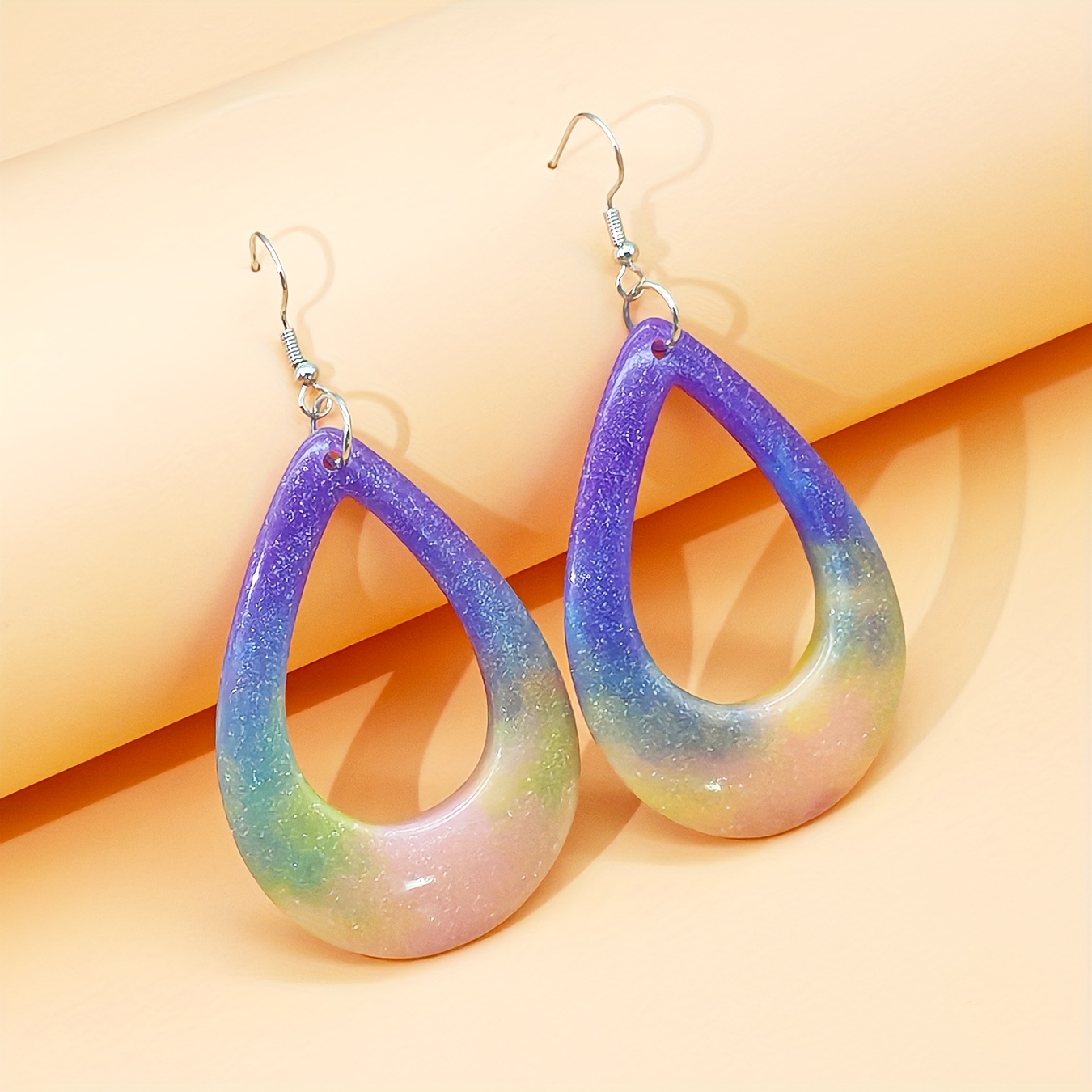 Gradient Pink Resin Earrings Set - Stylish Spring Party Accessory