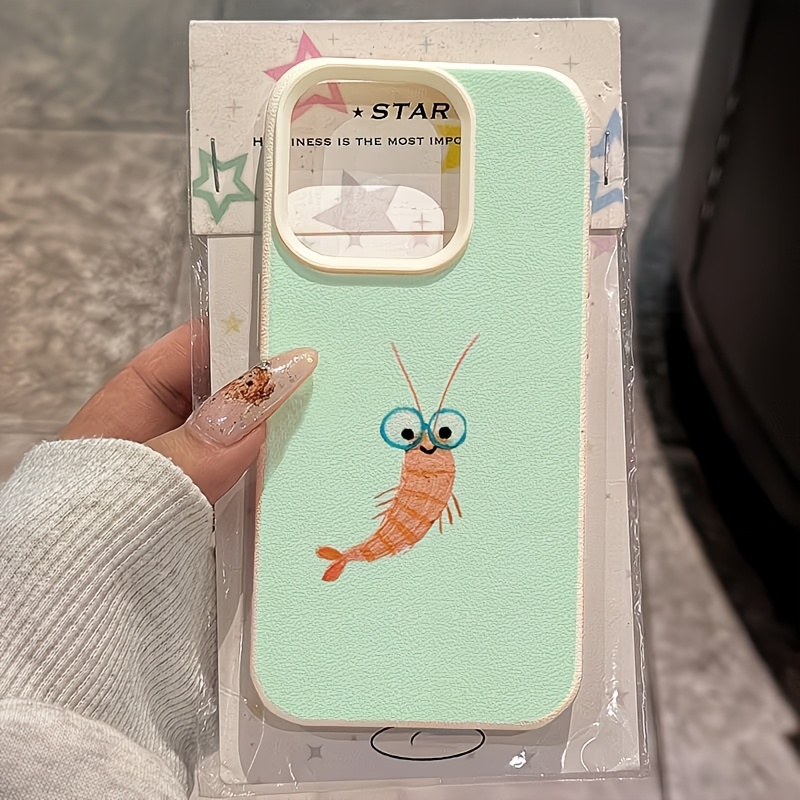 Image of Phone Case: Hand-drawn Glasses & Funny Print Phone Case, Full Tpu Lychee Texture, Soft Bumper Raised Edges Anti-slip Shockproof For Iphone 17 16 15 14 13 12 11 Pro Xs