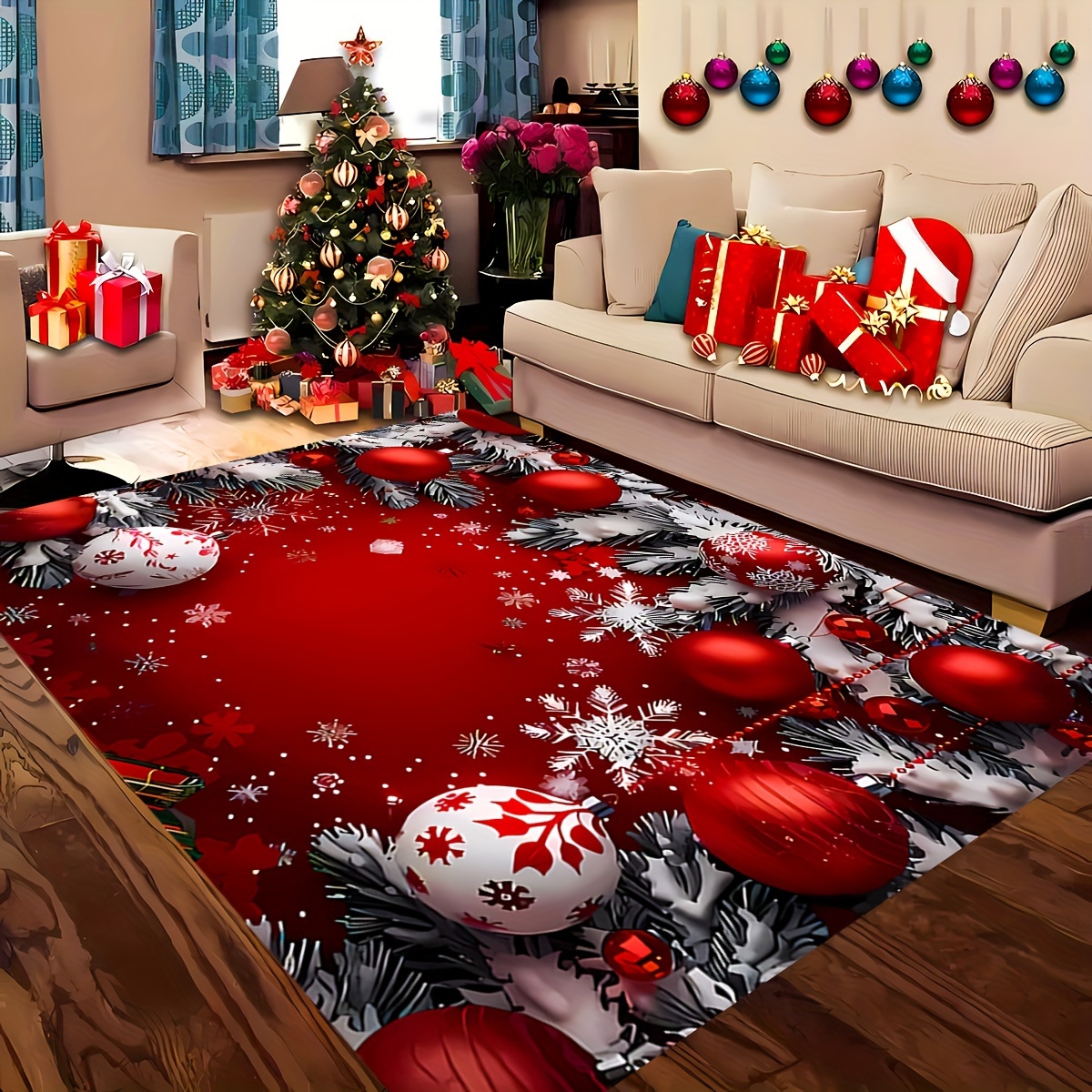 1 tlg. weihnachts teppich schneeflocken kleinen ornamenten