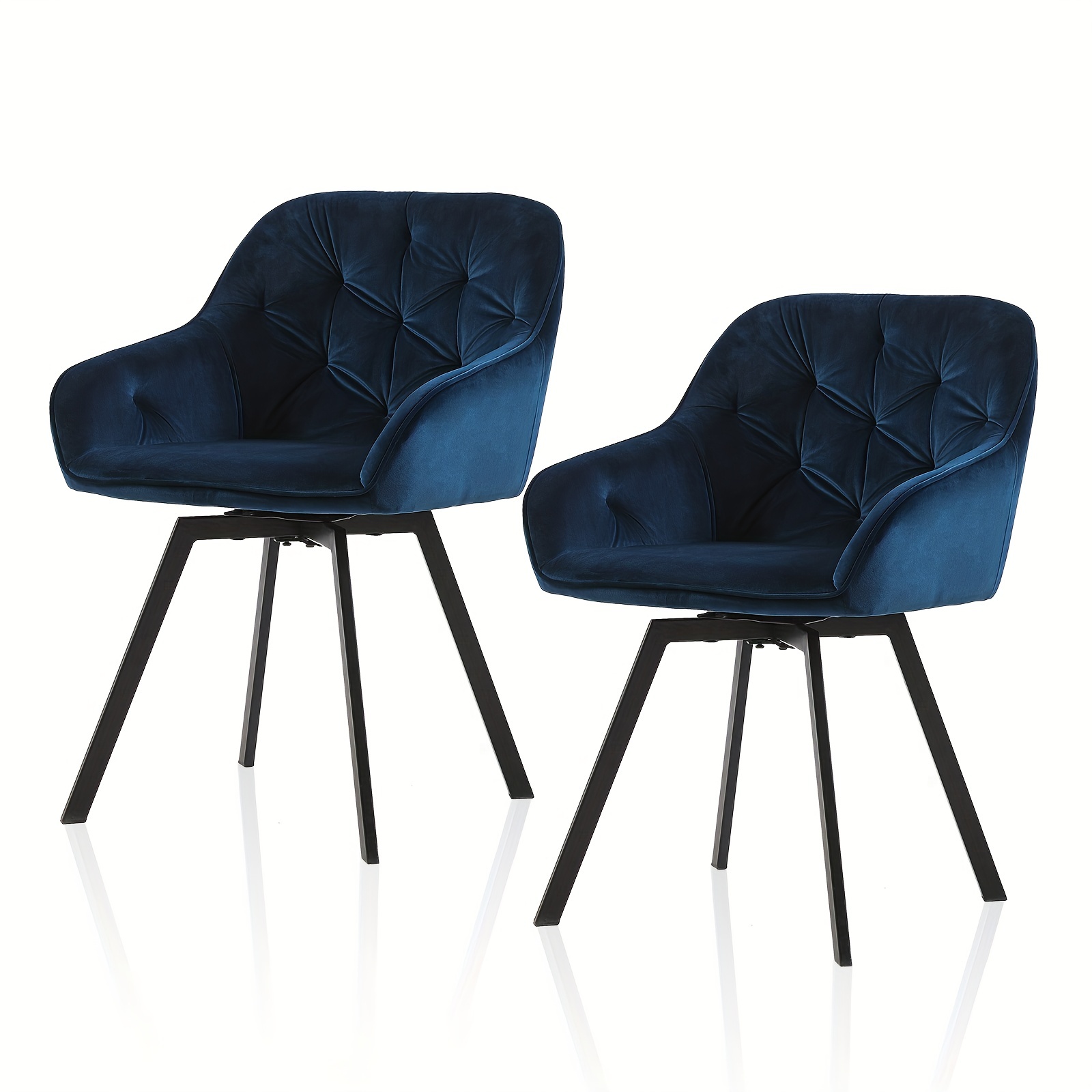TEMU Swivel Dining Chairs Set Of 2/ Set Of 4, Velvet Upholstered Accent Chairs With , Backrest And Metal Legs, Rotatable Bedroom Dressing Chair