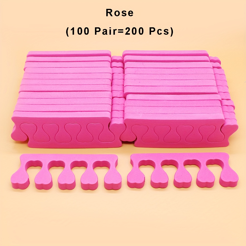 TEMU A Large Pack Of 200pcs (100 Pairs) Of Nail Tools Including Pads, Heart-shaped Sponges, And Toe Separators In Pink And Rose Red, Designed For