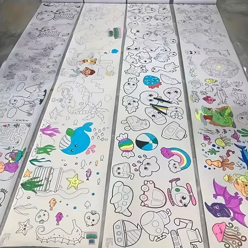 doodle painting roll painting paper roll diy painting painting color filling imagination painting tools without pen uncolored painting roll christmas gift easter gift winter new year