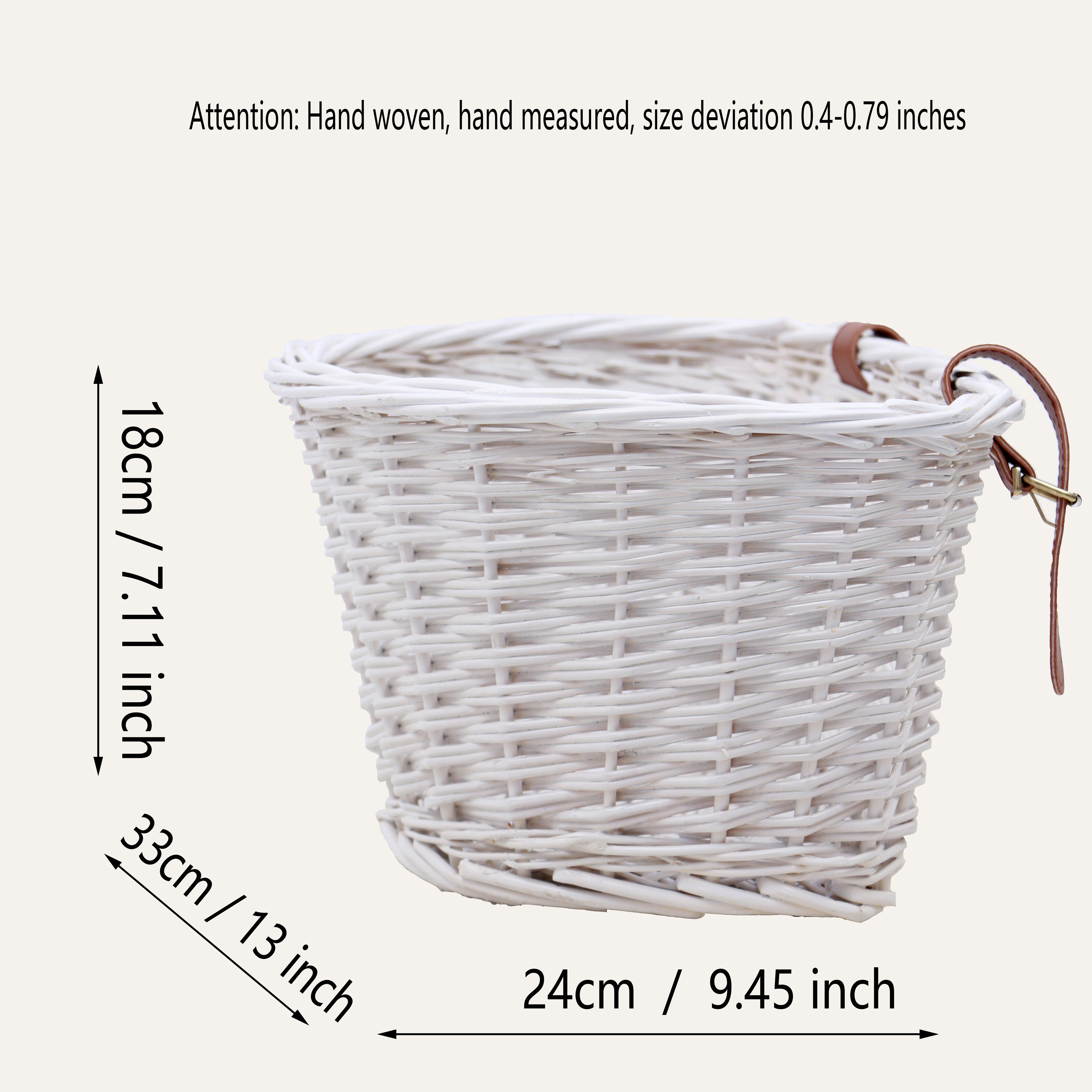 Handwoven Front Bicycle Basket, Suitable for All Bicycles and Age Groups, Brown Stylish Faux Leather, Shelf Baskets