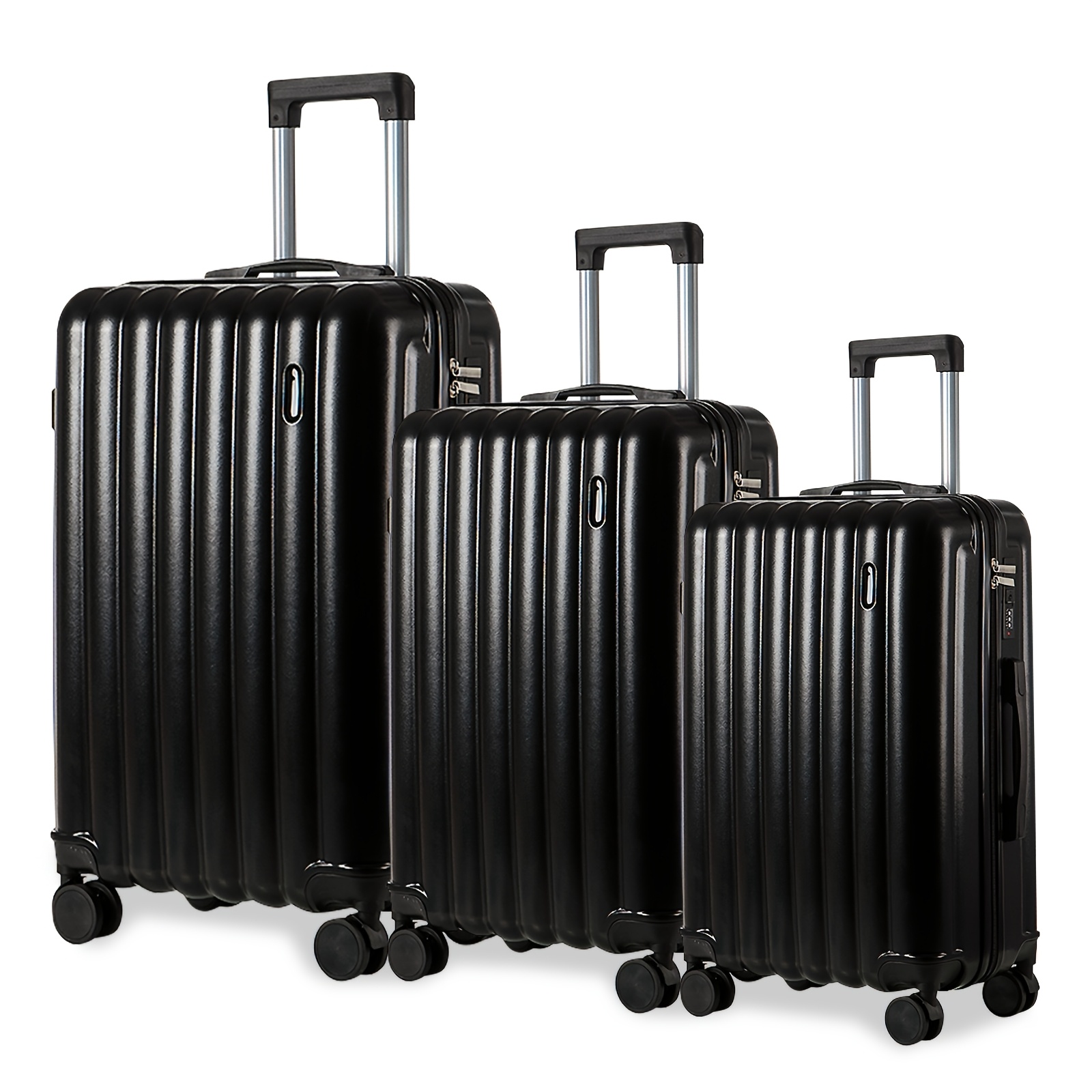 Image of Wavy Three-piece Suitcase Set, Travel Suitcase With Wheels, Lightweight Suitcase With Telescopic Handle. Suitable For Traveling, Traveling, Moving, -20/ 24/ 28 Inches