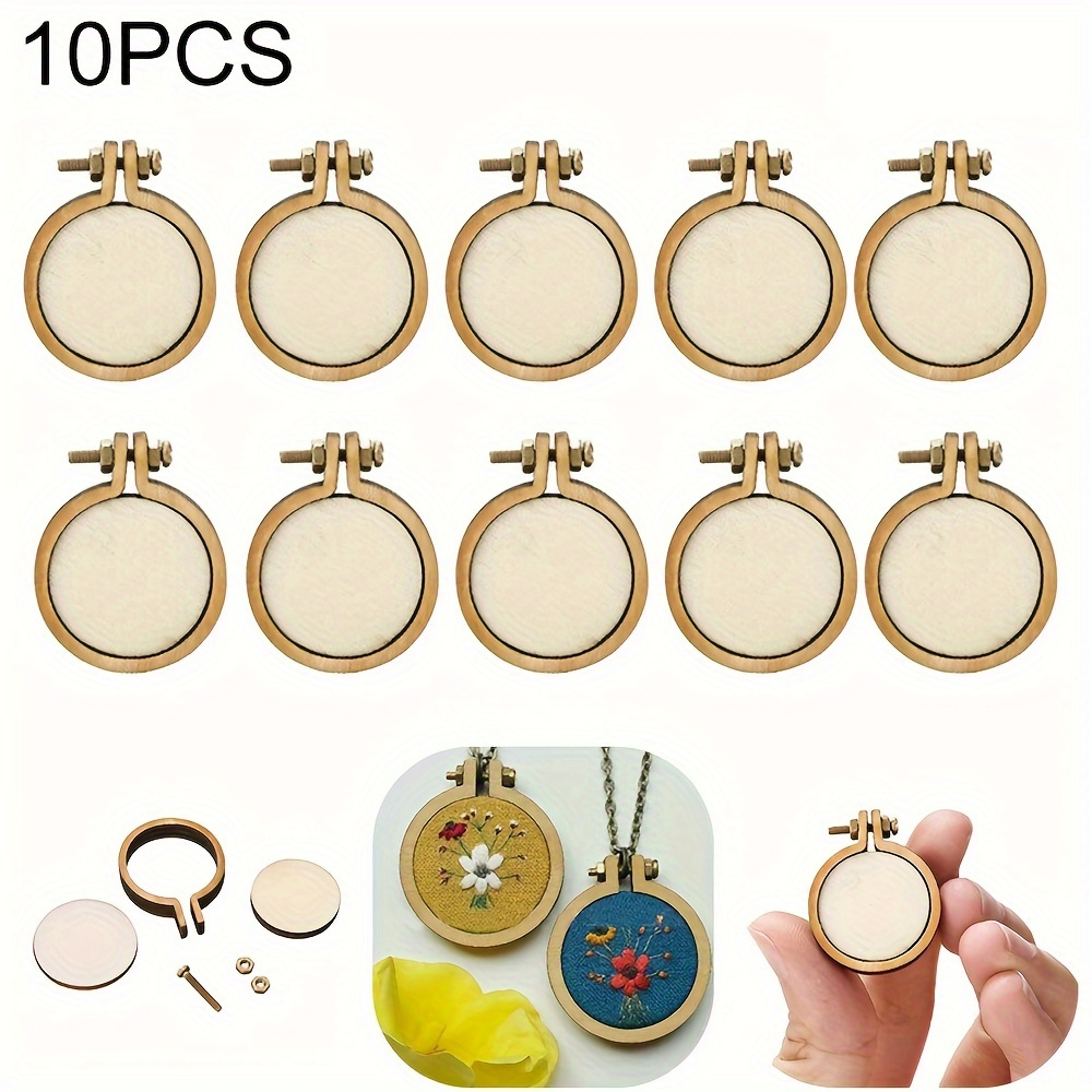 

10pcs/set Wooden Mini Embroidery Hoop Ring Frame Crafts Diy For Fabric Painting Wall Decoration