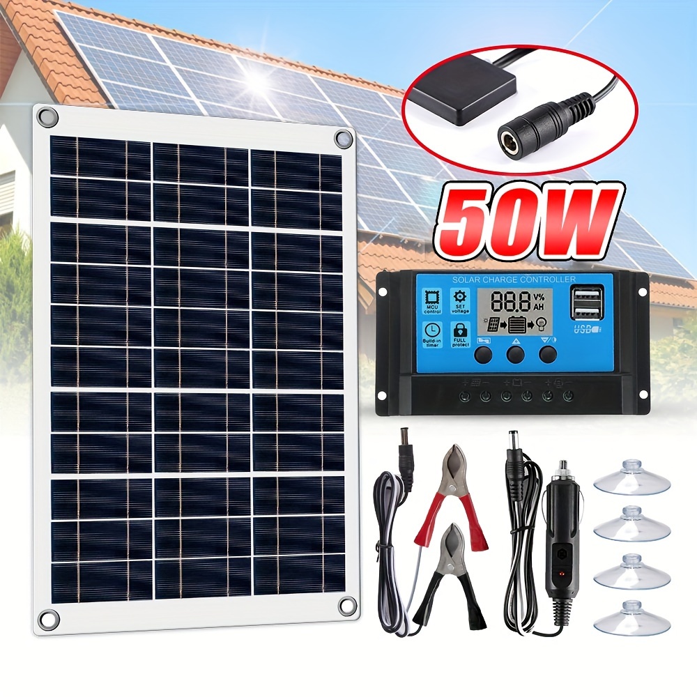 

1pc, Solar Panel Kit Complete 12v Usb With 10-60a Controller Solar Cells For Car Yacht Rv Boat Moblie Phone Charger