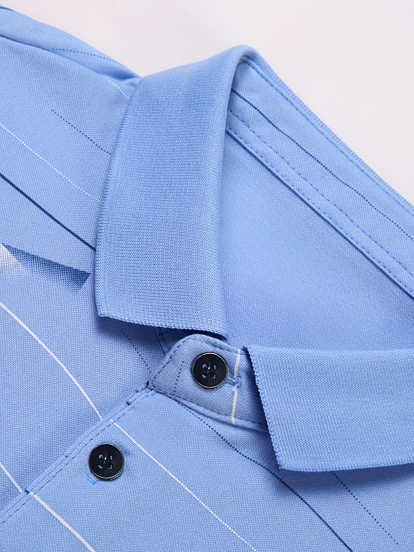 γolf shirt για άντρες - λευκό μπλε και λευκό στριφνό τσίκνο με κορδέλες, αέρας και υγρασία, ιδανικό για γκολφ, τένις, ακτιβισμό και καθημερινή ρουχισμό, τσίκνο για γκολφ, τσίκνο για τένις, καθημερινό τσίκνο με κορδέλες, μέτρια τension fabric Στοιχεία είδους 5