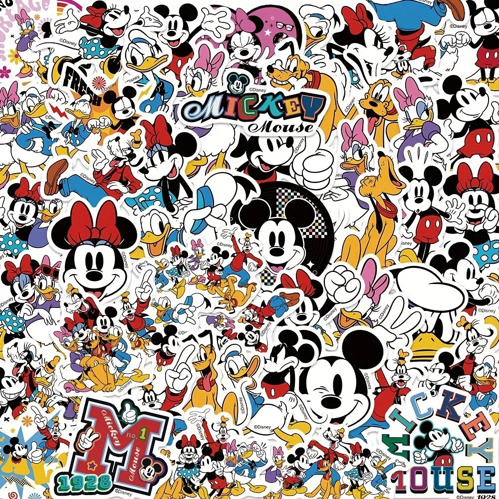 

50-pack Disney Mouse Officially Licensed Vinyl Stickers, Waterproof Cartoon Decals For Water Bottles, Laptops, Phones, Hats, Cars, , Irregular Shape, Single Use, English Text, Perfect Gift For