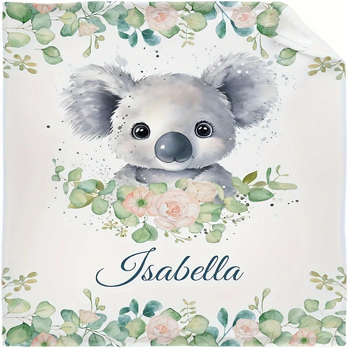 

1pc Custom Koala Name Blanket - Soft Flannel Throw With Adorable Koala & , Lightweight & Cozy For Sofa, Bed, Travel, Camping, Living Room, Office - Perfect Gift For , Personalized Blanket