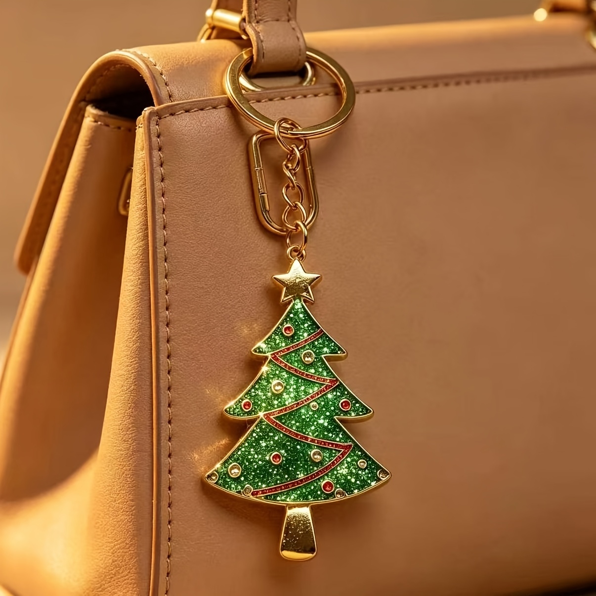 TEMU 1pc Cute Christmas Tree Enamel Keychain, Unisex Christmas Themed Key Ring Pendant, Bag And Backpack Charm, Christmas Holiday Surprise Small Gift