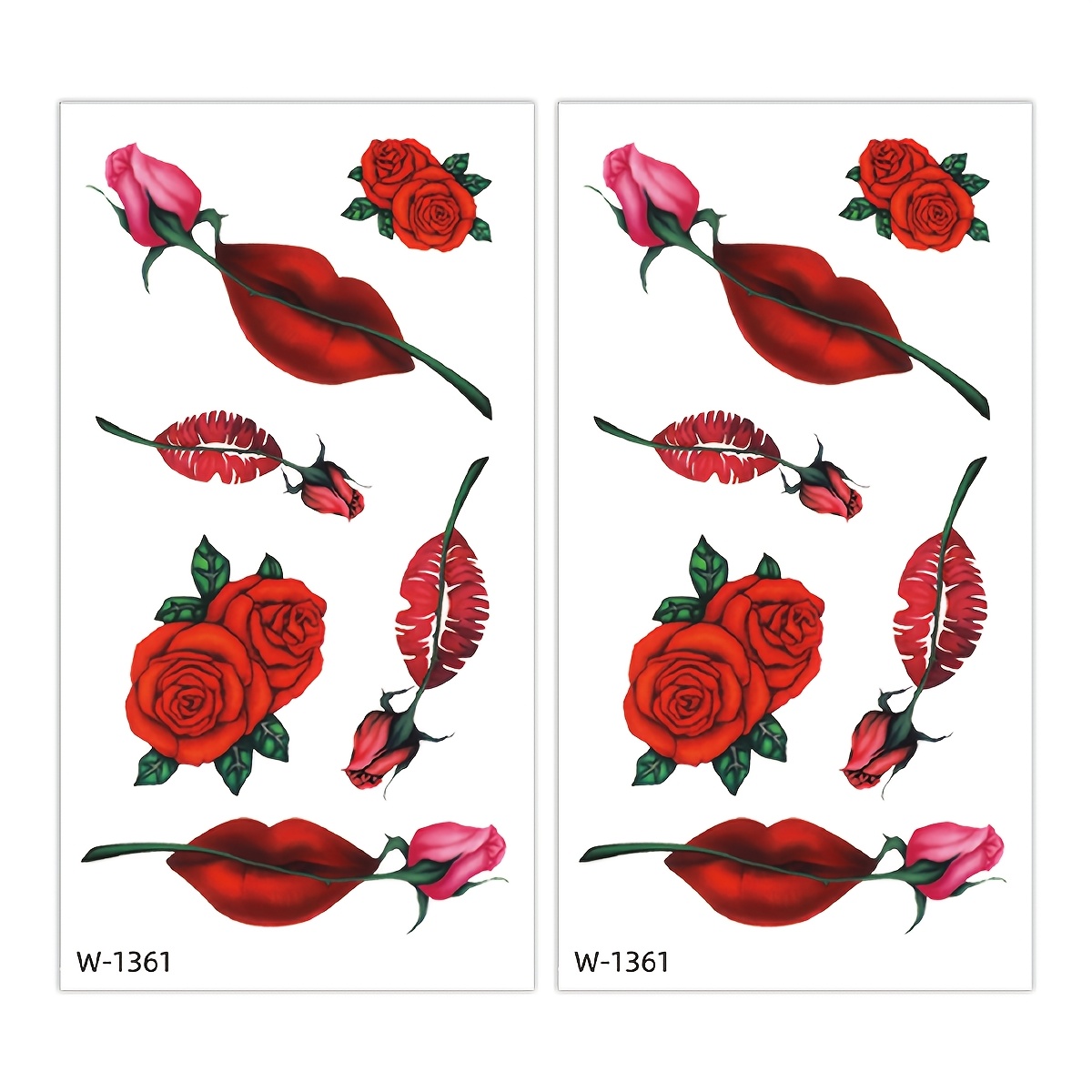 TEMU 2 Fogli Tatuaggi Temporanei Rosa, Adesivi Tatuaggio Sexy con Stampa , Decalcomanie Impermeabili Realistiche per Body Art da Donna, Trucco per