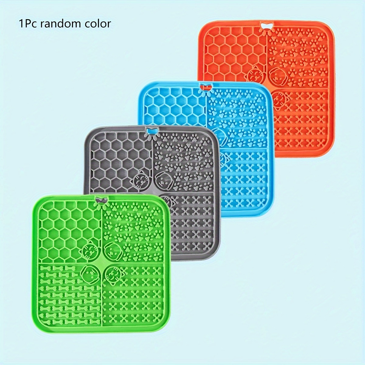 

1pc Assorted Color Silicone Pet Licking Pad, Slow Feeder Dog Placemat, Dog Food Plate Mat With Suction Cups