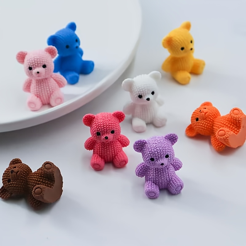 

8pcs Set Of Mini Cartoon Bear Figurines - Resin Collectibles For Home, Office Desk & Car Decor | Diy Garden, Fairy Gardens & Decorations, Room Decor