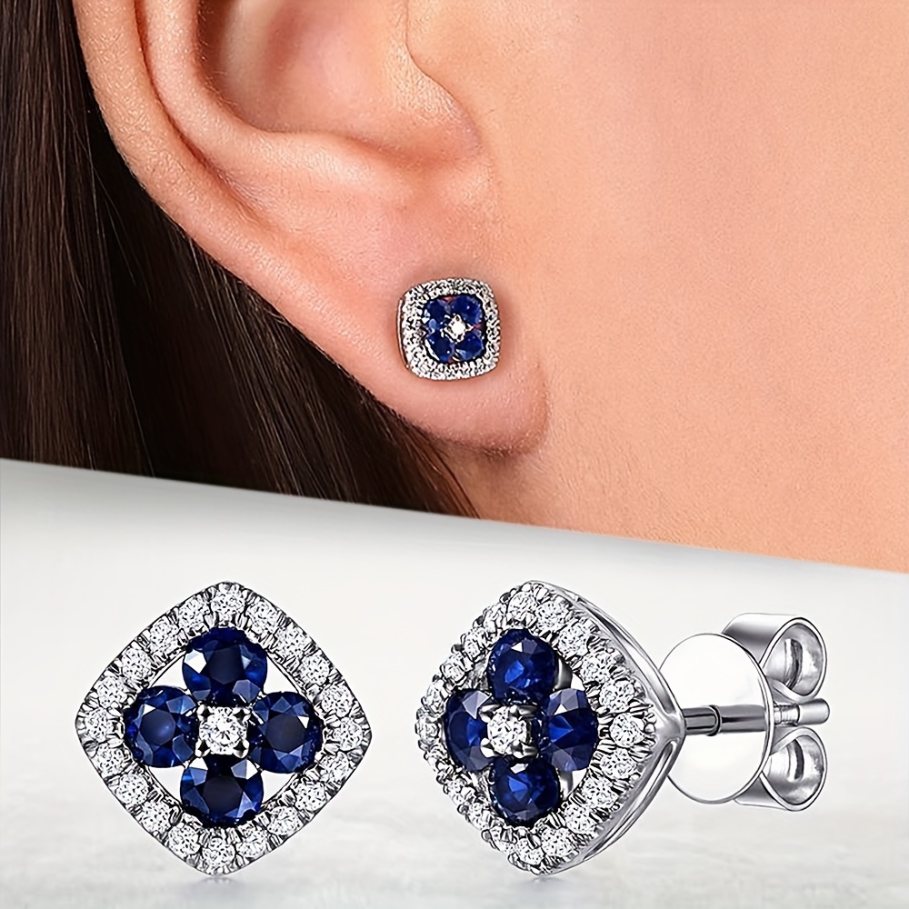 Square Drop Earrings with Cubic Zirconia, Perfect for Engagements & Parties