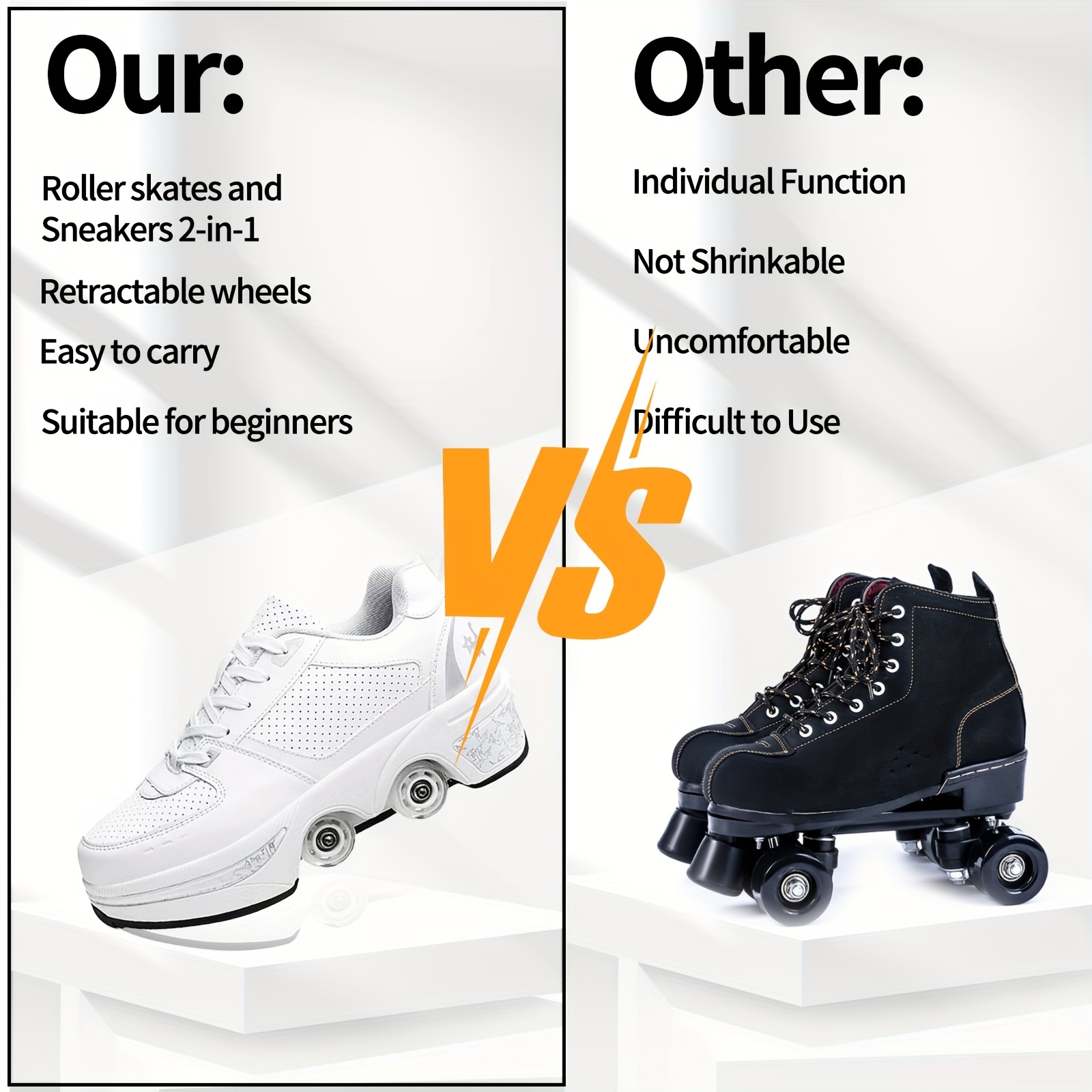 Shoes Quad Kick Roller Skates Retractable Kick Speed 31-42 Kids