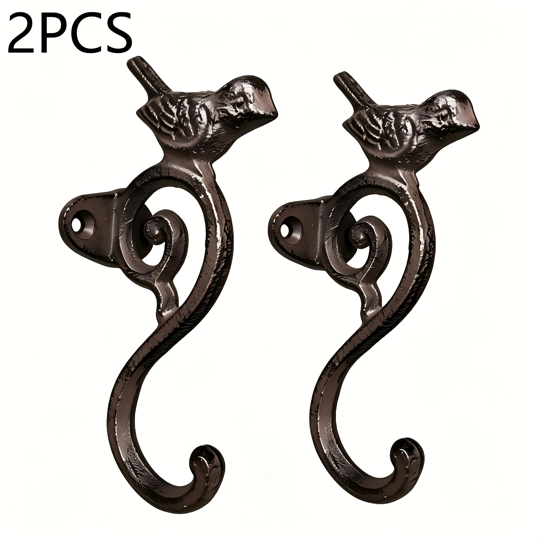 TEMU Cast Iron Bird Hook, Heavy-duty Retro Wall Hook, Used For Hanging Coats, Bags, Keys, Country- Decor, Outdoor Courtyard Fence Decoration, Unique
